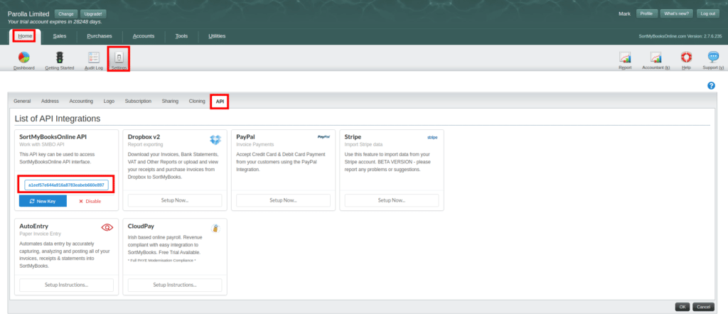 SortMyBooks API Integrations